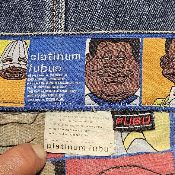 Platinum Fubu Jeans Fat Albert Streetwear Baggy Y2K HipHop Urban Junkyard Sz 40 - Picture 9 of 16